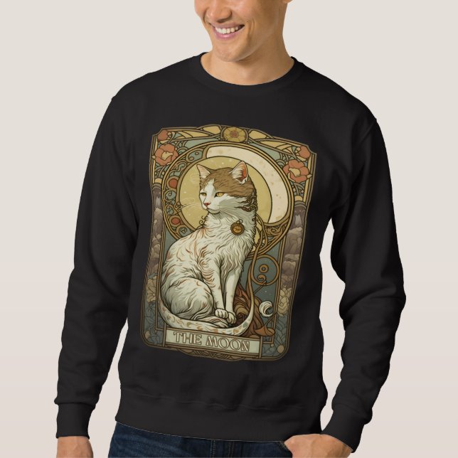 Sudadera Cat Tarot Card The Moon Tarot Card Nouveau (Anverso)