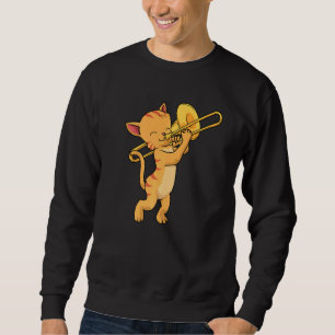 Sudadera Cat Trombone Music Men Cat Jazz Music Marcha Ban