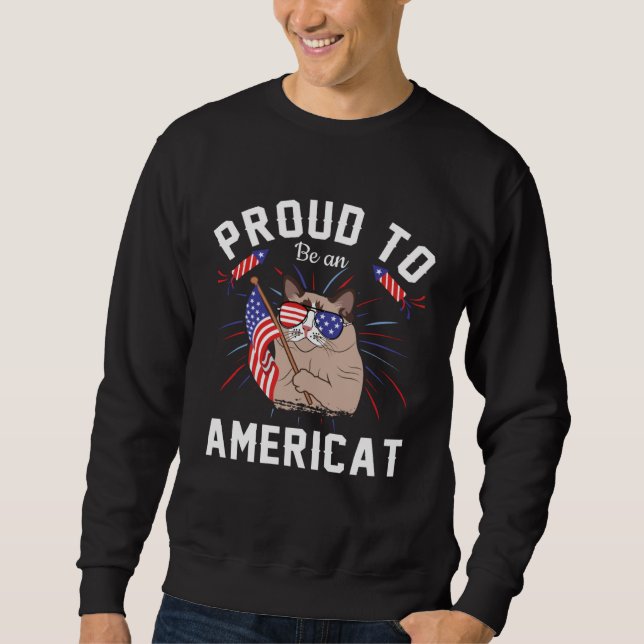 Sudadera Cat US Flag Sunglasses Proud To Be An Americat (Anverso)