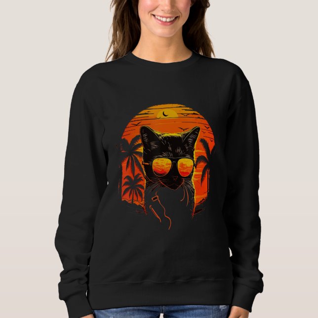 Sudadera Cat  Vacation Cat In Sunglasses On Sunset 1 (Anverso)
