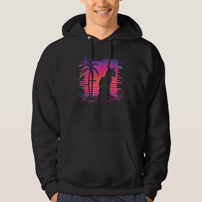 Sudadera Cat Vaporwave Retrowave Aesthetic Synthwave 80s Pa (Anverso)
