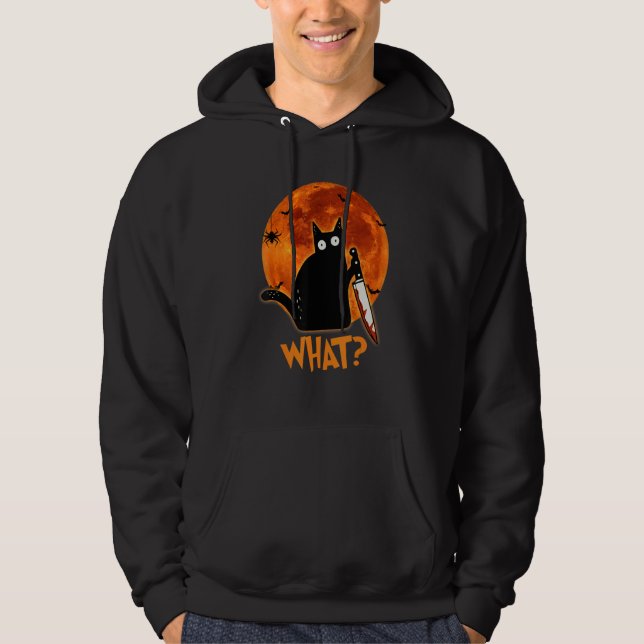 Sudadera Cat What Murderous Black Cat With Knife Halloween  (Anverso)