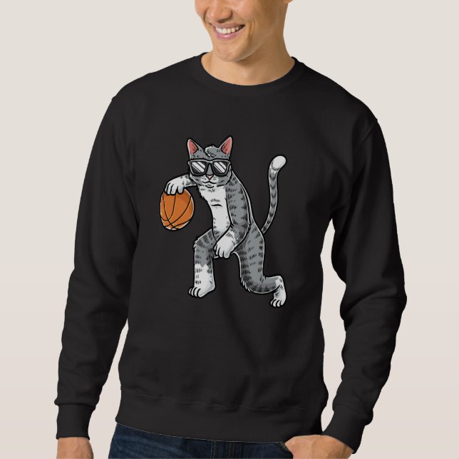 Sudadera Cat With Basketball Ball Basketball Player (Anverso)