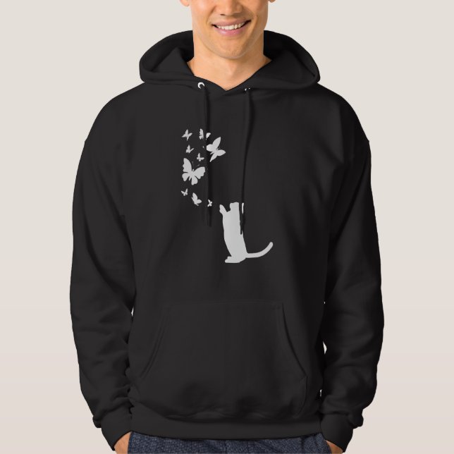 Sudadera Cat With Butterflies Cat  Cat Owner  Cute Cat (Anverso)