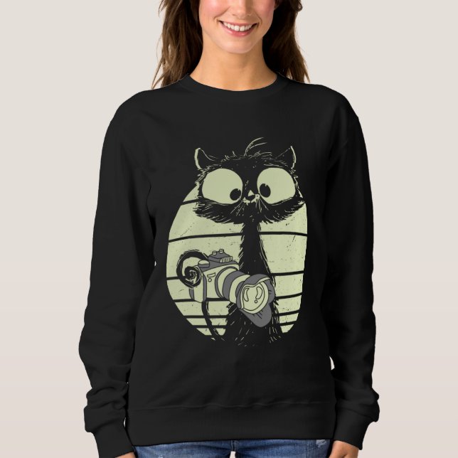 Sudadera Cat With Camera Photographer Cat Cute Photographer (Anverso)