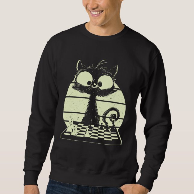 Sudadera Cat With Chessboard Cat Playing Chess Chess Player (Anverso)