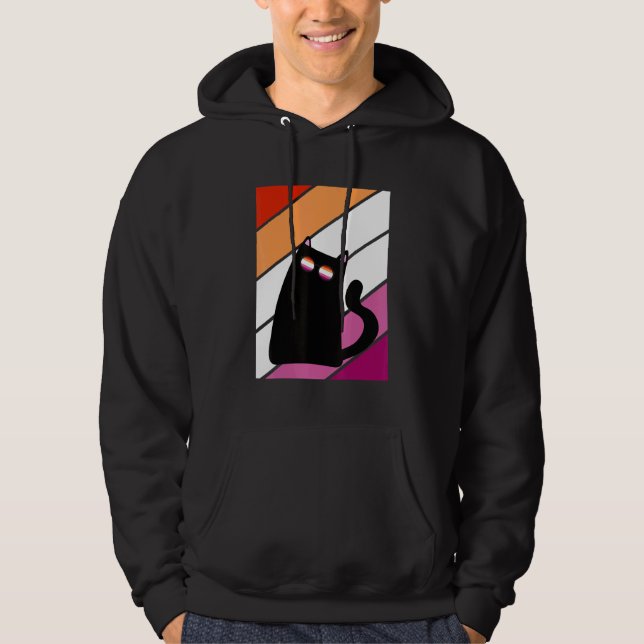 Sudadera Cat With Pride Lesbian Flag LGBTQ Proud Ally Pride (Anverso)