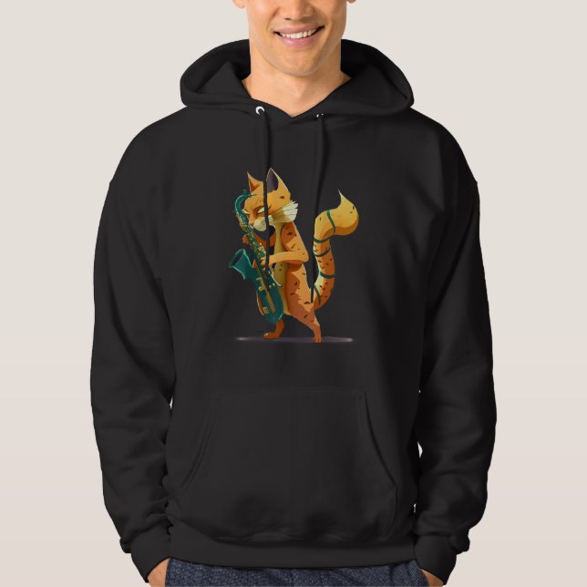 Sudadera Cat with saxophone (Anverso)