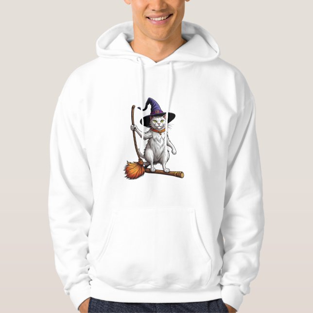 Sudadera Cat Wizard Halloween Witch Mystical Cat Lovers Lon (Anverso)