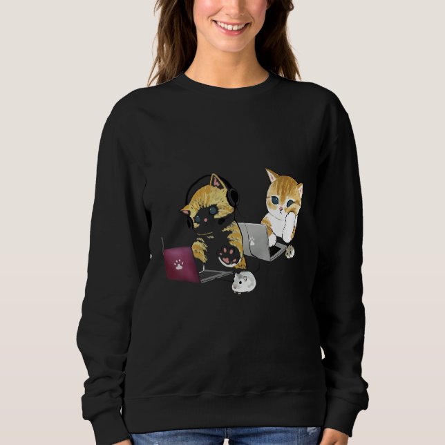 Sudadera Cat Working From Home International Cat Day (Anverso)