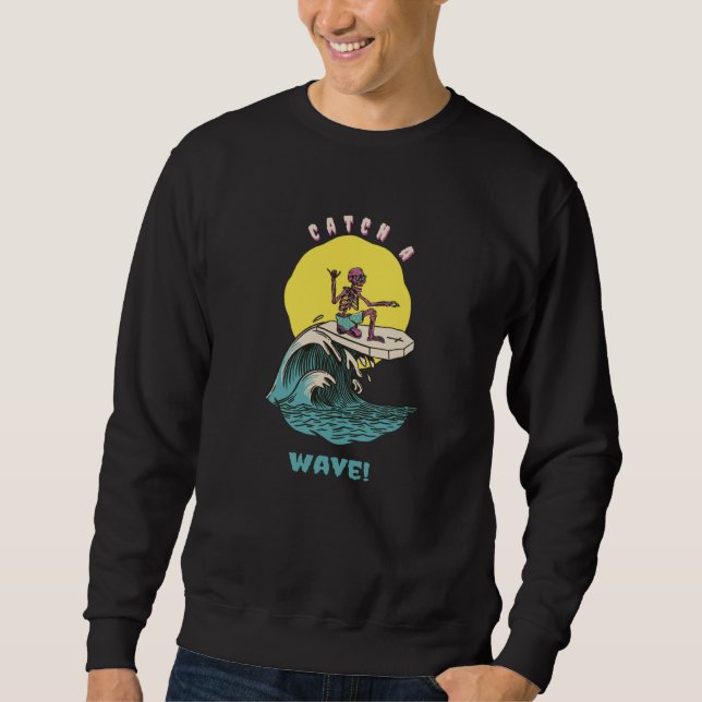 Sudadera Catcha A Wave Retro Surfer Present (Anverso)
