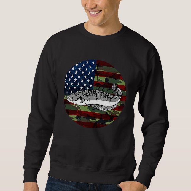 Sudadera Catfish Fishing America USA Flag Camouflage Fishin (Anverso)