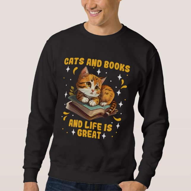 Sudadera Cats and Books Cat  Book  Booknerd Cat fans (Anverso)