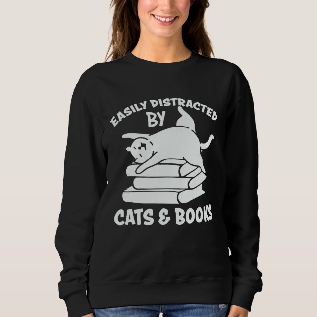 Sudadera Cats And Books   Cute Cat Owner Cat  Cat Mom (Anverso)
