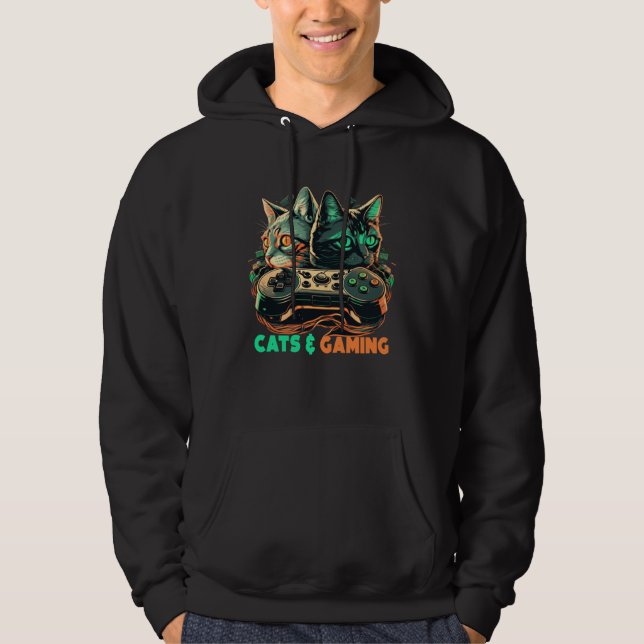Sudadera Cats And Gaming  Cat kitties  Gaming video games (Anverso)