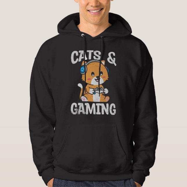 Sudadera Cats And Gaming Cute Cat Owner Pet Animals  Graphi (Anverso)