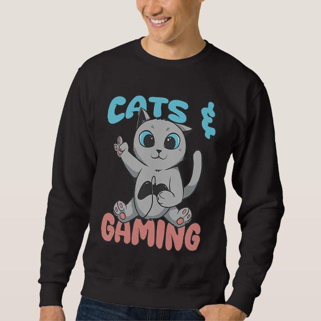 Sudadera Cats And Gaming Loves Playing Video Games Cute Gam (Anverso)