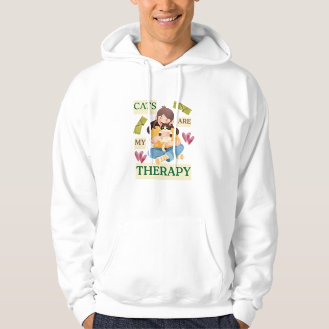 Sudadera Cats Are My Therapy – Cute Cat Lover Design  (Anverso)