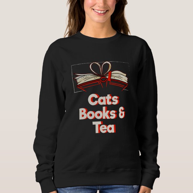 Sudadera Cats Books and Tea Bookworm Reading Book Literatur (Anverso)