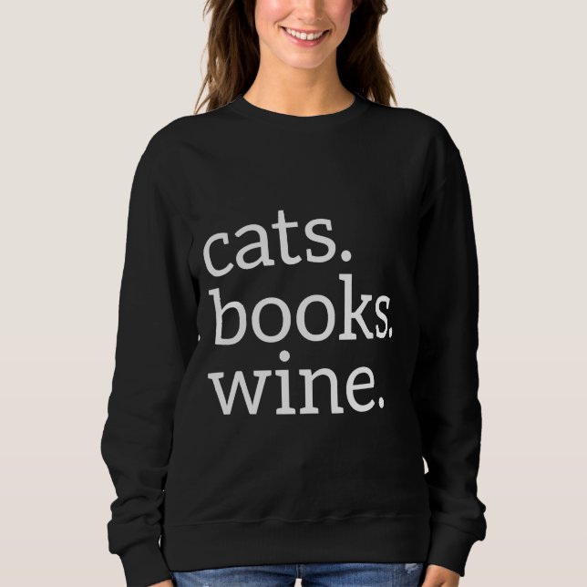 Sudadera Cats Books Wine (Anverso)