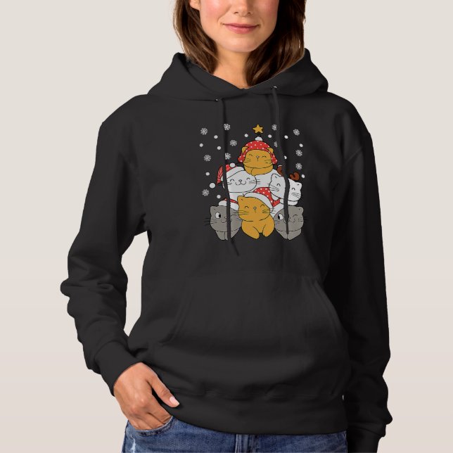 Sudadera Cats Christmas Tree Xmas Cats Lovers Kids Mens Wom (Anverso)