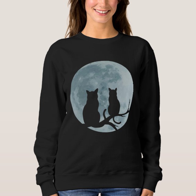 Sudadera Cats Full Moon Cute Kitten Girls Cats Love (Anverso)