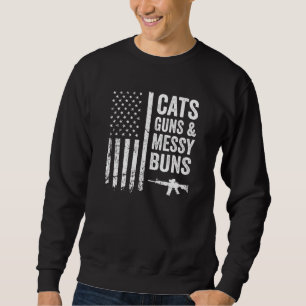 Sudadera Cats Guns Messy Buns - Mujeres Usa Gato Pro Gun