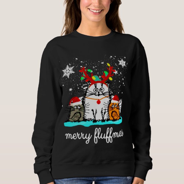 Sudadera Cats Merry Fluffmas navidades graciosos (Anverso)