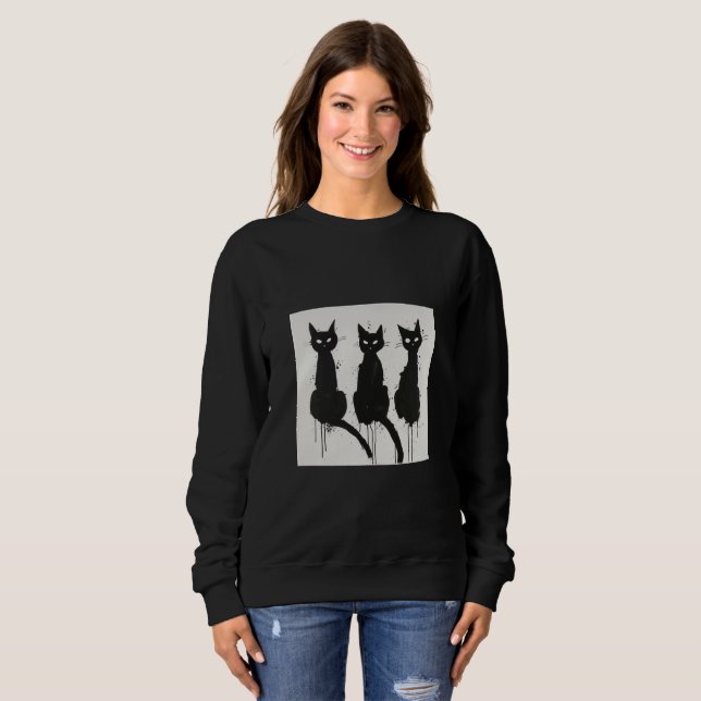 Sudadera Cats negros Silhouette Sweatshirt (Anverso completo)