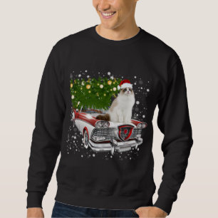 Sudadera Cats Rides Red Truck Navidad Árbol Navidad Navidad