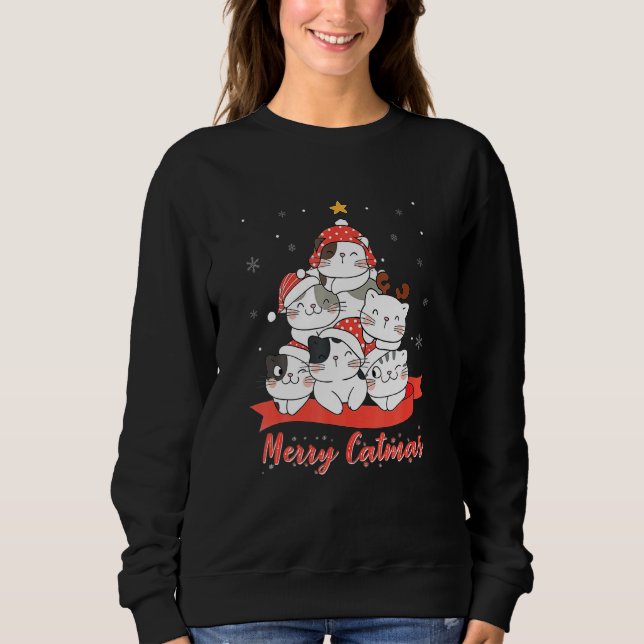 Sudadera Cats With Santa Hat Merry Catmas Cat  Christmas Re (Anverso)