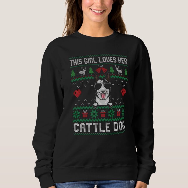 Sudadera Cattle Dog Girl Cool Ugly Christmas for Dog Mom Pr (Anverso)
