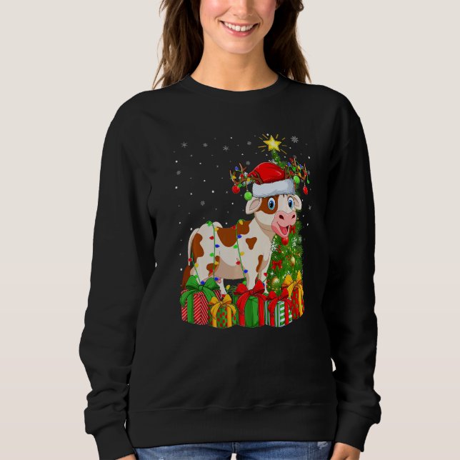 Sudadera Cattle  Xmas Holiday Santa Cattle Christmas Tree (Anverso)