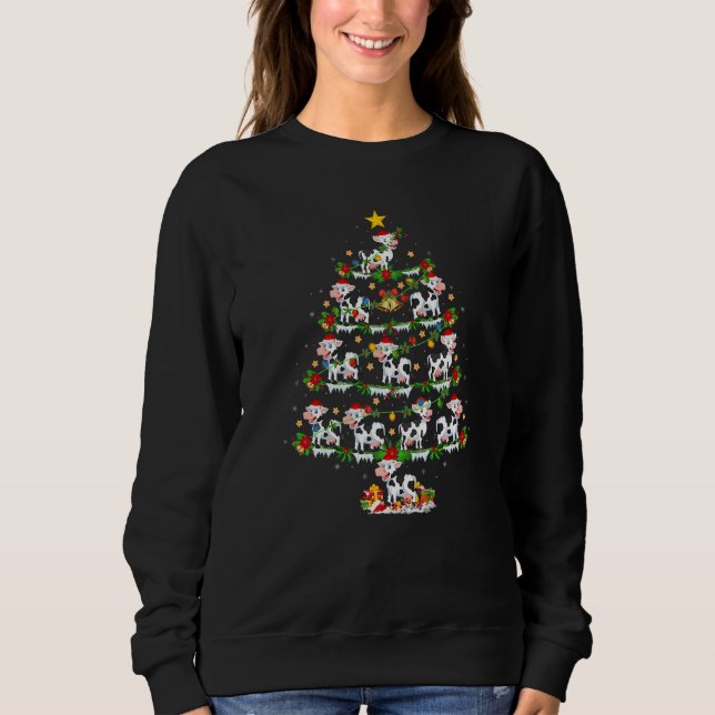 Sudadera Cattle  Xmas Lights Cattle Christmas Tree (Anverso)