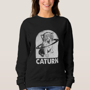 Sudadera Caturn Space Galaxy Saturn Cat Kitten Planeta