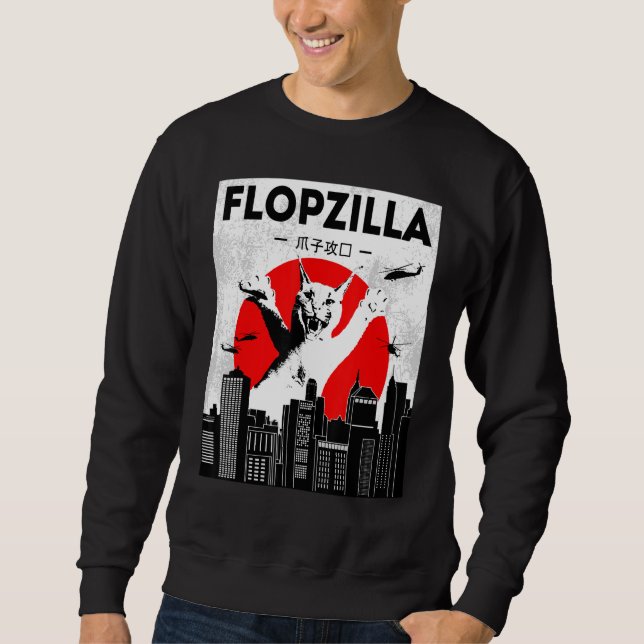 Sudadera Catzilla gran floppa meme Flopzilla Caracal Cat (Anverso)