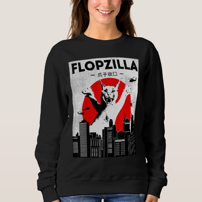 Sudadera Catzilla gran floppa meme Flopzilla Caracal Cat (Anverso)