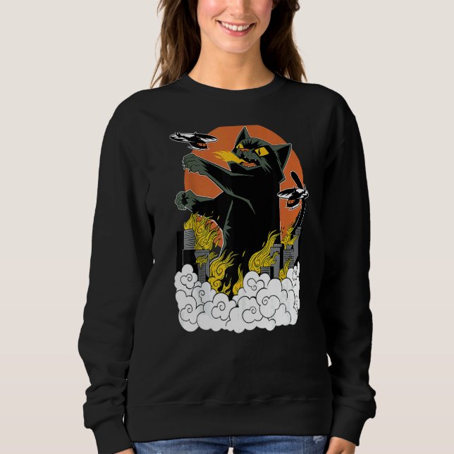 Sudadera Catzilla japonesa de atardecer (Anverso)