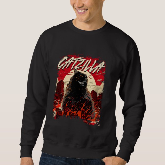 Sudadera Catzilla - Kitty, el dueño del gato y el gato aman (Anverso)