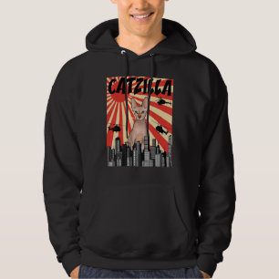 Sudadera Catzilla Sphynx Cat divertida retro japonesa