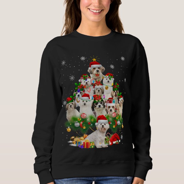 Sudadera Cavachon Christmas Tree ilumina un regalo divertid (Anverso)