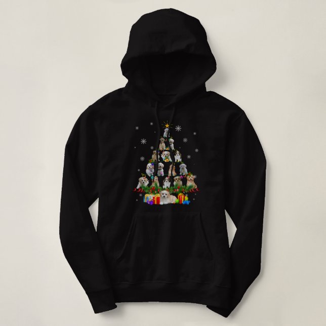 Sudadera Cavachon Dog Christmas Tree Lights Funny Dog Xmas  (Diseño del anverso)