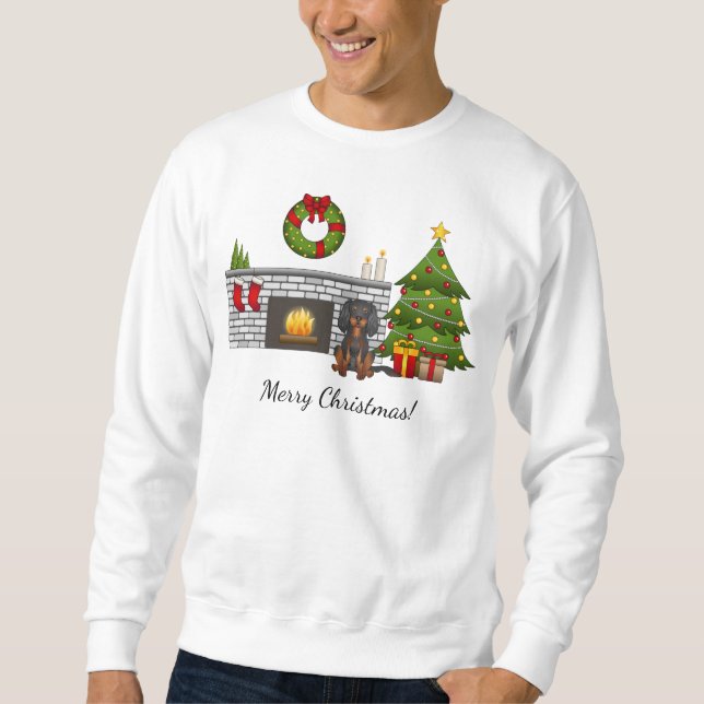 Sudadera Cavalier Black & Tan en una habitación festiva de  (Anverso)