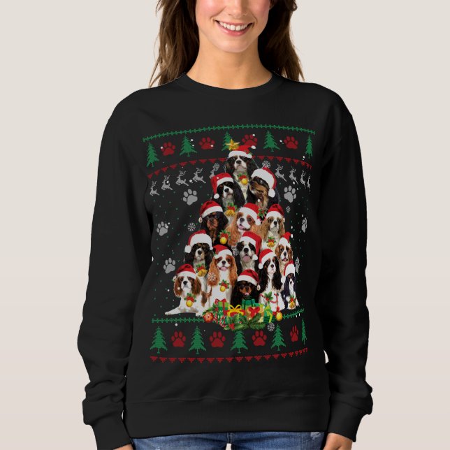 Sudadera Cavalier King Charles Spaniel Árbol de Navidad feo (Anverso)