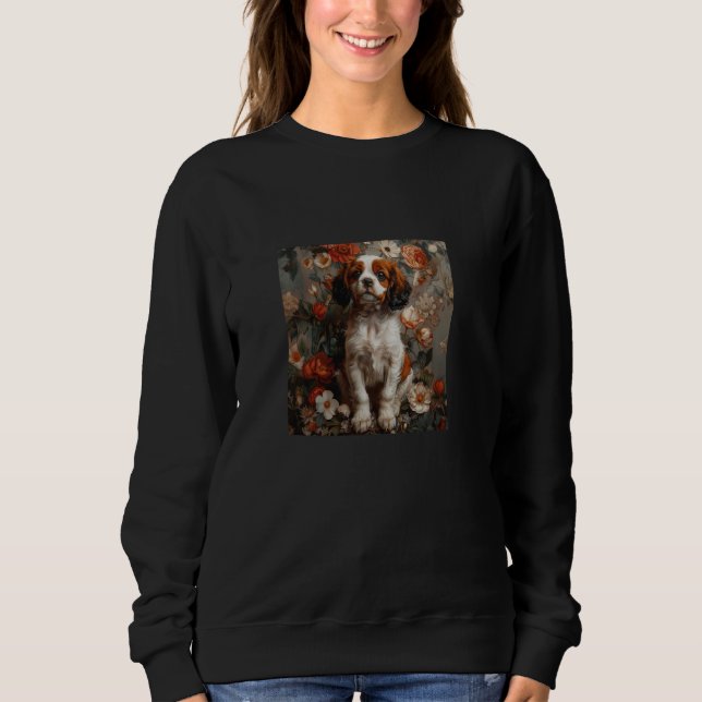 Sudadera Cavalier King Charles Spaniel Puppy Flowers Graphi (Anverso)