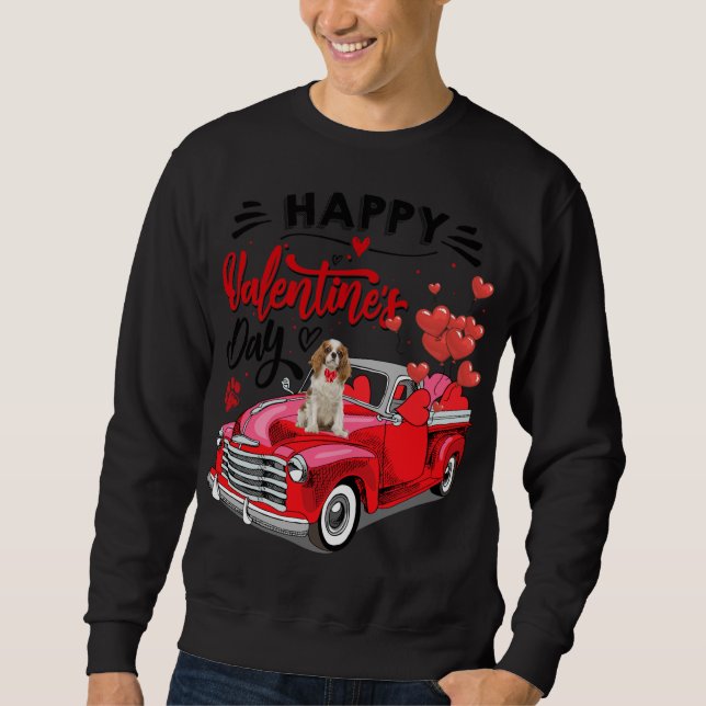 Sudadera Cavalier King Charles Spaniel Red Truck Happy Vale (Anverso)
