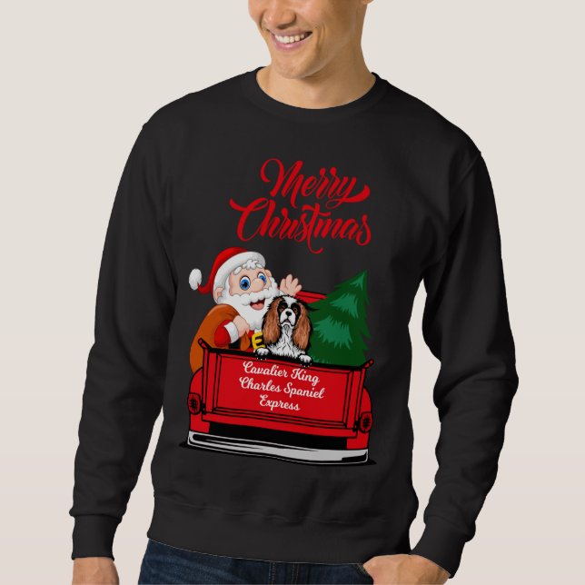 Sudadera Cavalier Perro Rey Charles Spaniel Santa Camión Ro (Anverso)