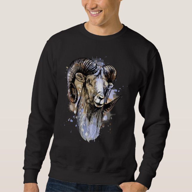 Sudadera Caza de animales artísticos de la cabeza del cuern (Anverso)
