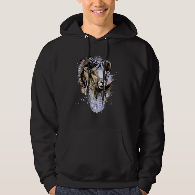 Sudadera Caza de animales artísticos de la cabeza del cuern (Anverso)