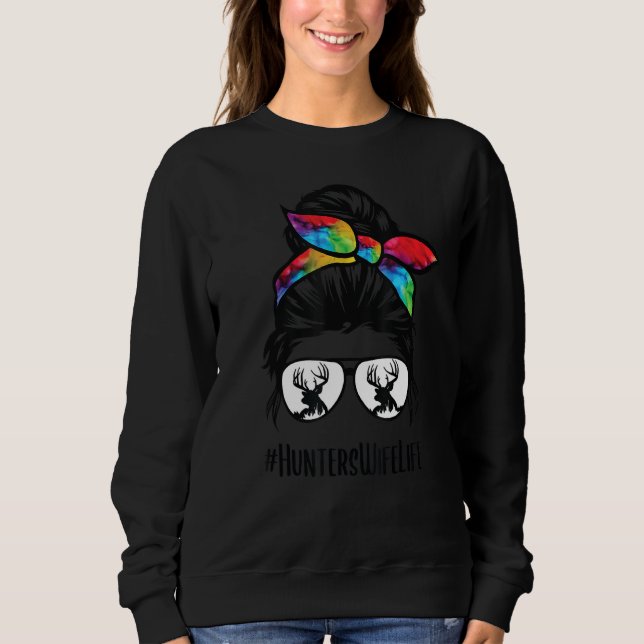 Sudadera Cazadora Vida De Esposa Desordenada Bun Hunter Mam (Anverso)